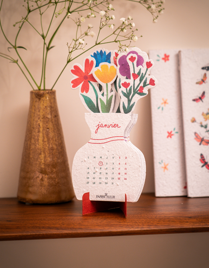 Collection de papeterie à planter Papier Fleur : cartes, calendriers, carnets
