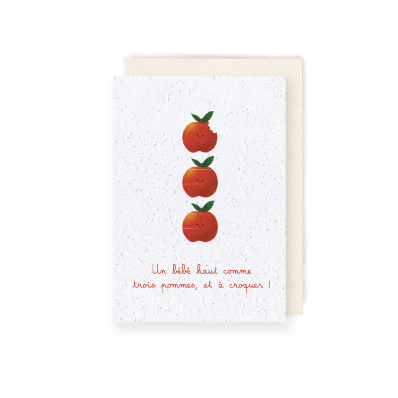 Carte à planter Haut comme 3 pommes – Message tendre et graines