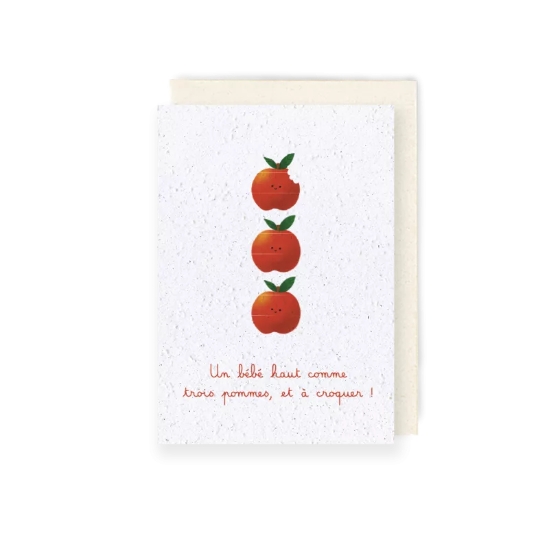 Carte à planter Haut comme 3 pommes – Message tendre et graines