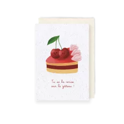 Carte à planter Cerise sur le gâteau – Message fleuri | Papier Fleur