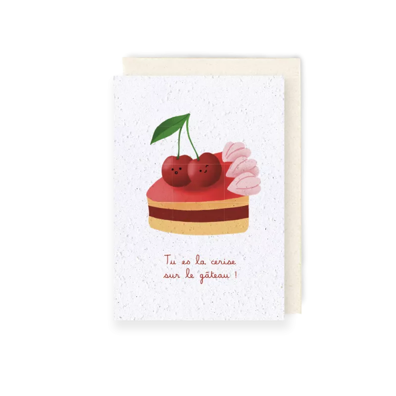 Carte à planter Cerise sur le gâteau – Message fleuri | Papier Fleur