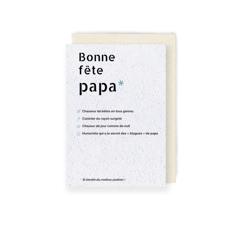 Carte à planter, Bonne fête papa. Papierfleur.fr le papier qui fleurit