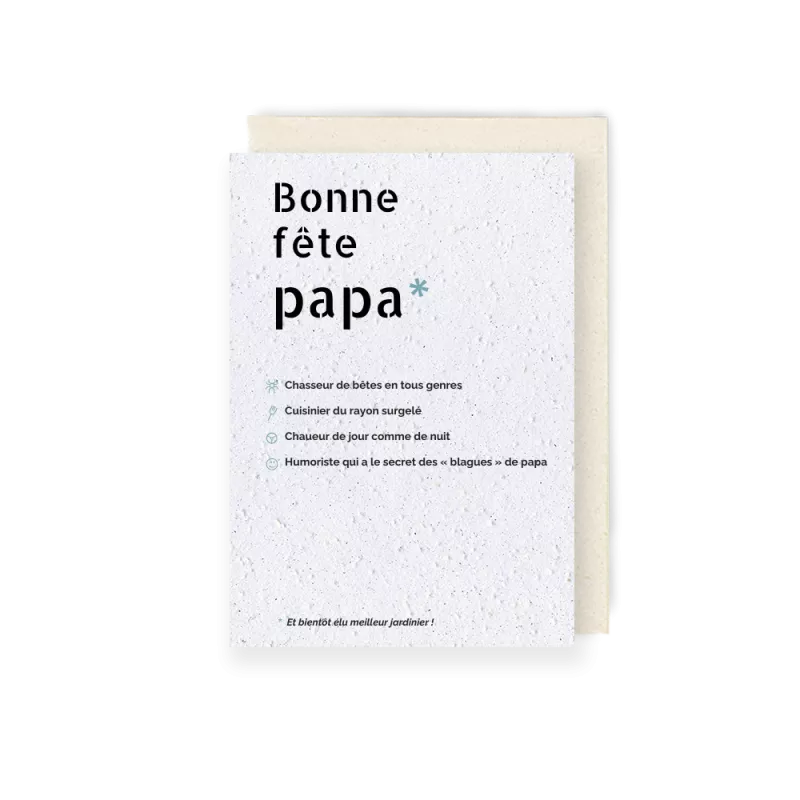 Carte à planter, Bonne fête papa. Papierfleur.fr le papier qui fleurit