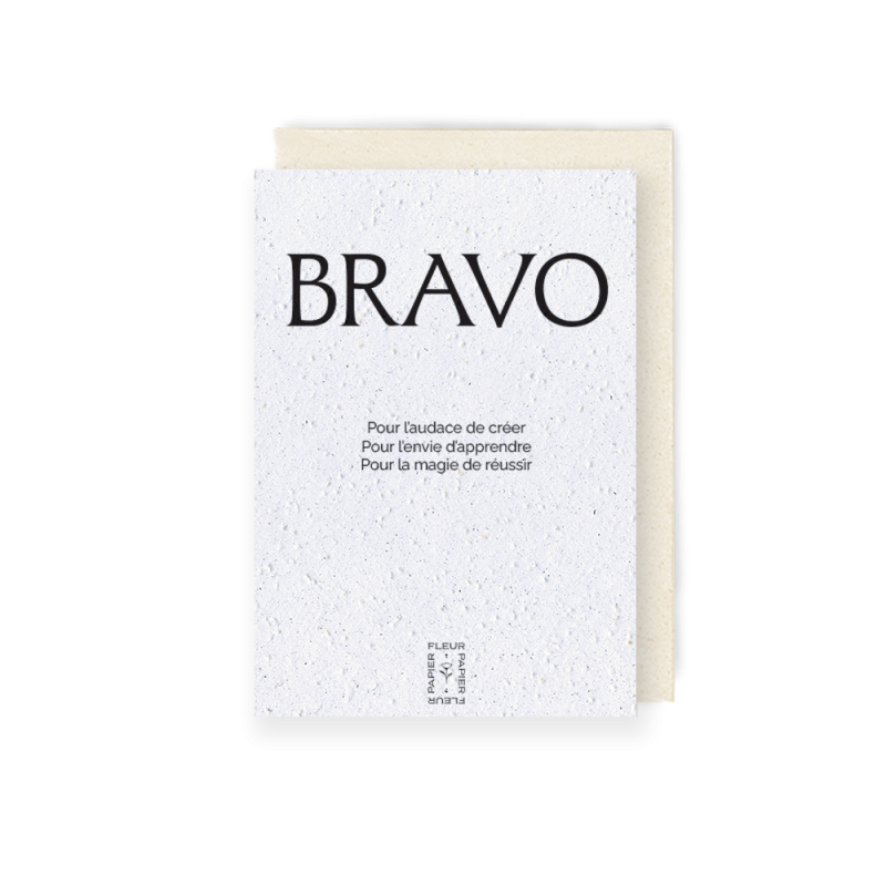Carte à planter, Bravo. Papierfleur.fr le papier qui fleurit
