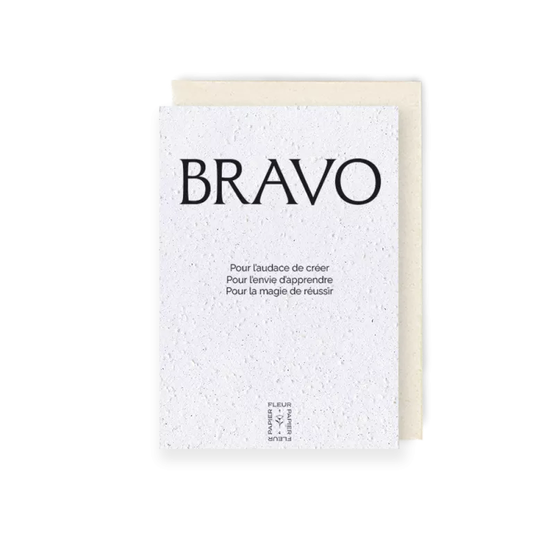 Carte à planter, Bravo. Papierfleur.fr le papier qui fleurit