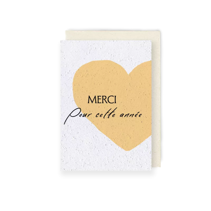 Carte à planter Merci pour cette année– fabriquée à Paris avec enveloppe
