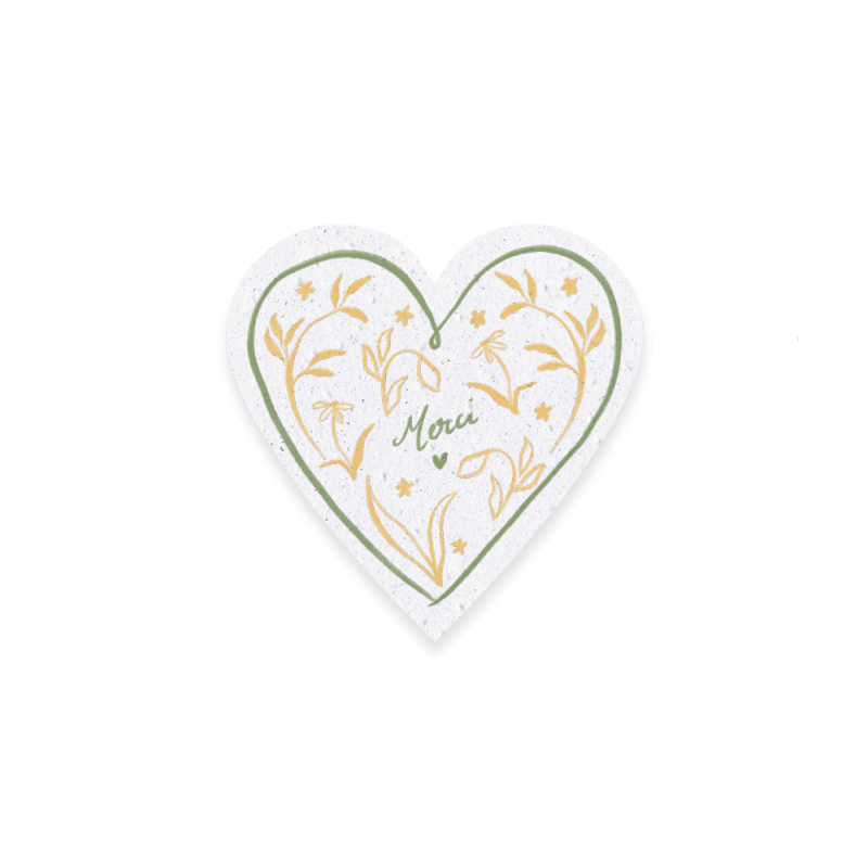 Carte cœur à planter "merci", cadeau fin d’année maîtresse ou maître.