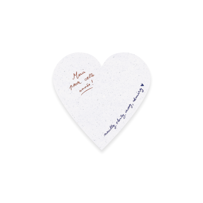 Carte cœur à planter "merci", cadeau fin d’année maîtresse ou maître.
