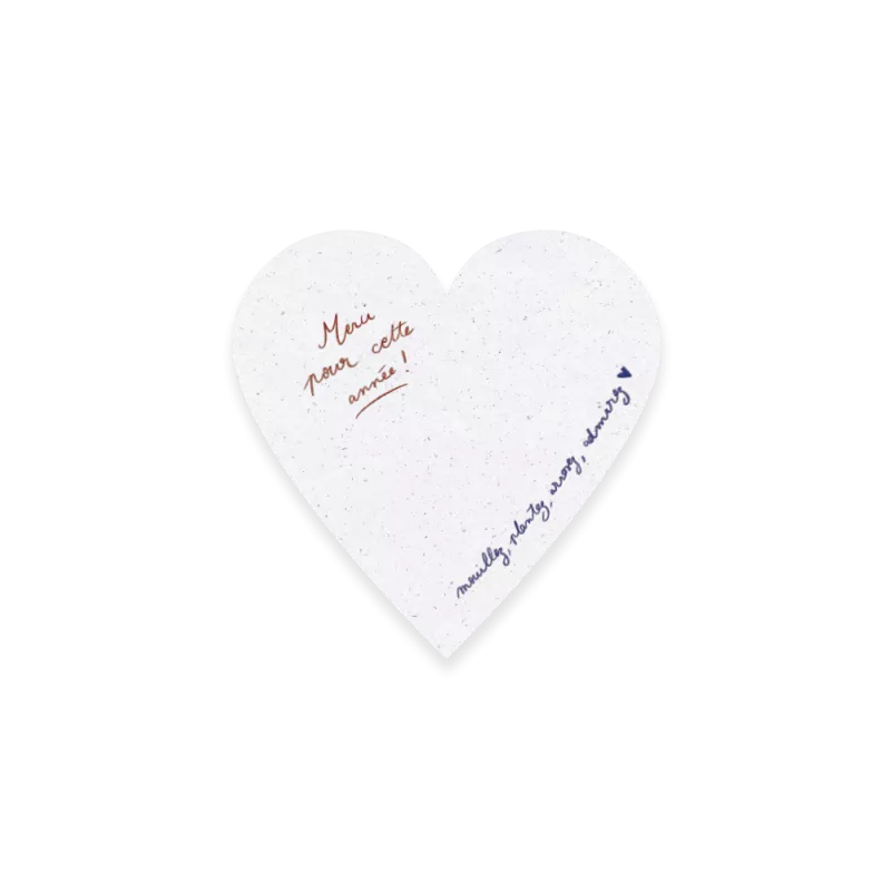Carte cœur à planter "merci", cadeau fin d’année maîtresse ou maître.