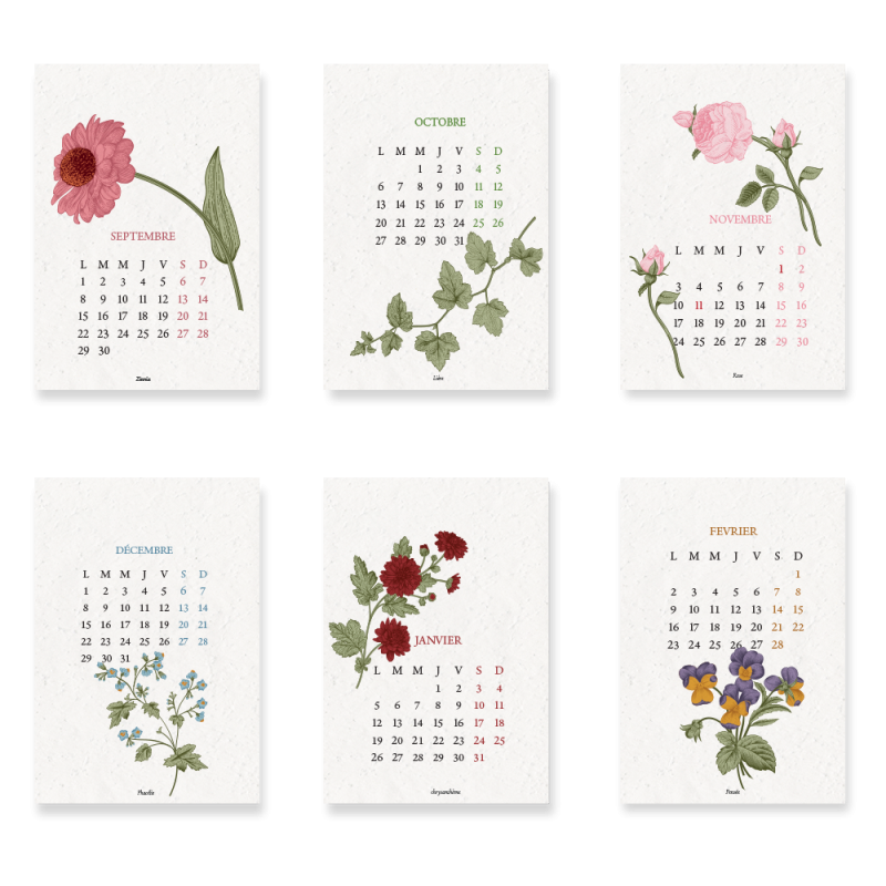Calendrier à planter Biodiversité | Calendrier scolaire 2025-2026