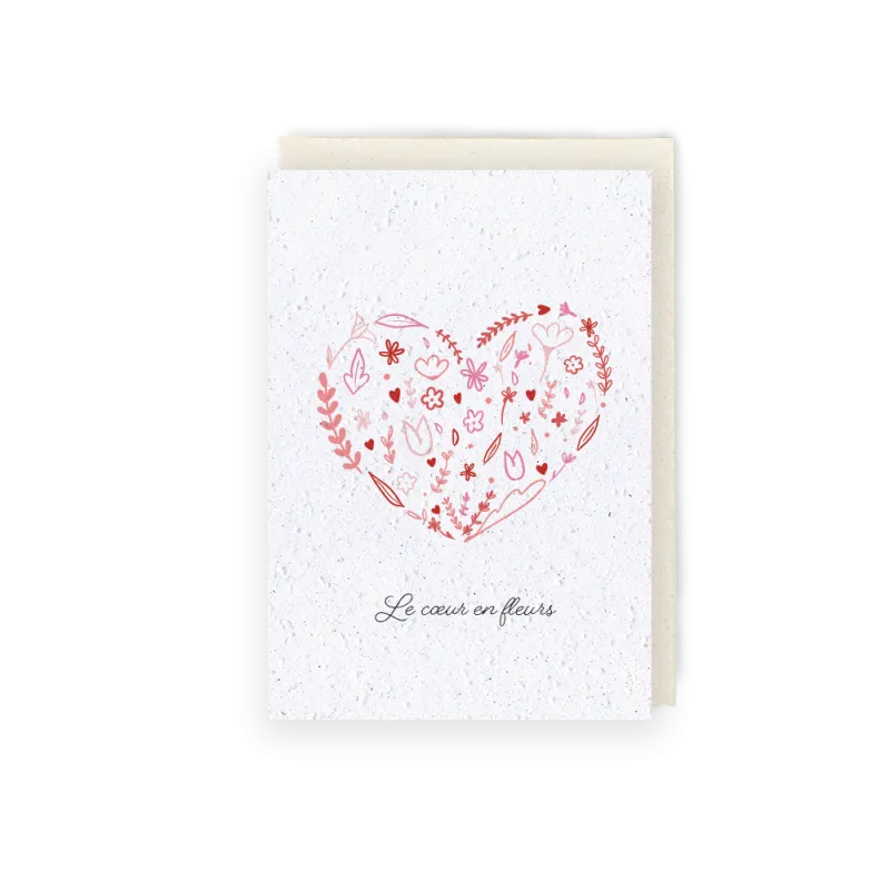 Carte à planter « Cœur en Fleurs » | Papierfleur.fr, le papier qui fleurit