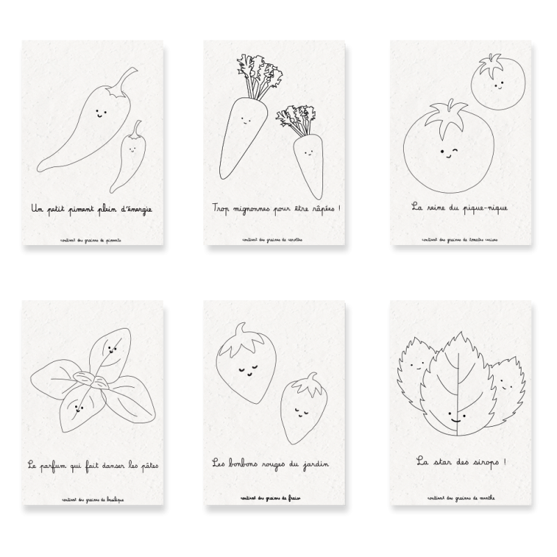 Coloriage à planter, Fruits & légumes à faire pousser