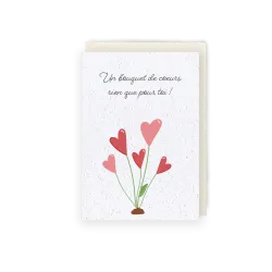 Carte à planter - Bouquet de coeurs | Papierfleur.fr, le papier qui fleurit