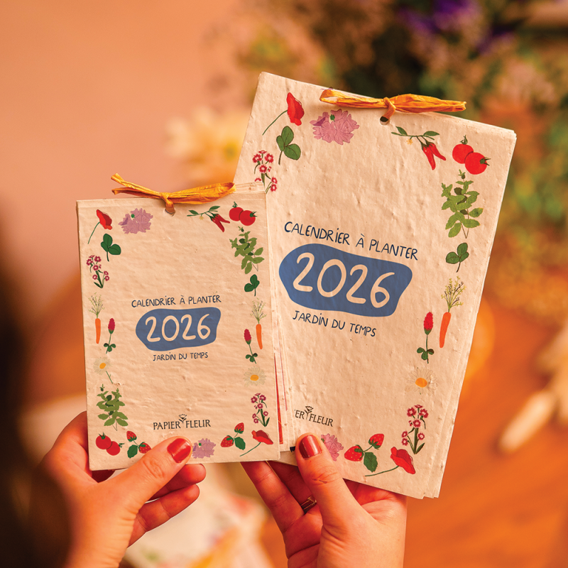 Calendrier à planter 2026  « Jardin du temps » – 13 feuillets, 13 variétés de graines différentes.