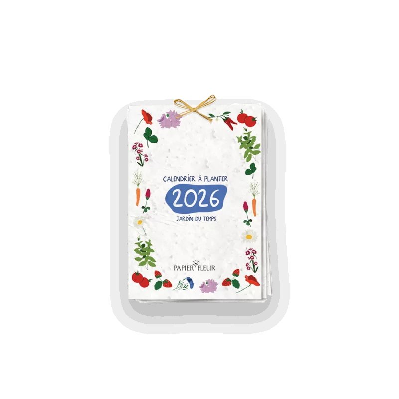Calendrier à planter 2026  « Jardin du temps » – 13 feuillets, 13 variétés de graines différentes.