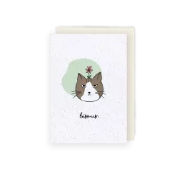 Carte à planter chat « Bisous »