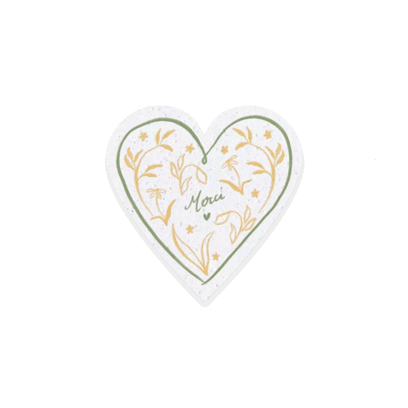 Carte à planter cœur “Merci” — une création poétique signée Coconut & Roses, imprimée sur papier fleuri.