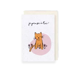 Carte à planter chat « Je pense à toi »