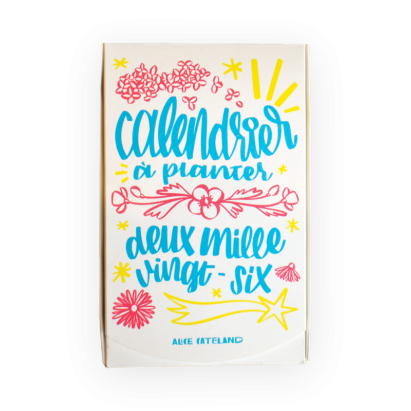 Calendrier à planter 2026, « L’art et la couleur » Signé Alice Cateland — Édition Premium