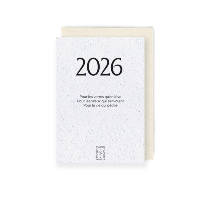 Carte à planter 2026 « 2026 » : une carte de vœux en papier ensemencé
