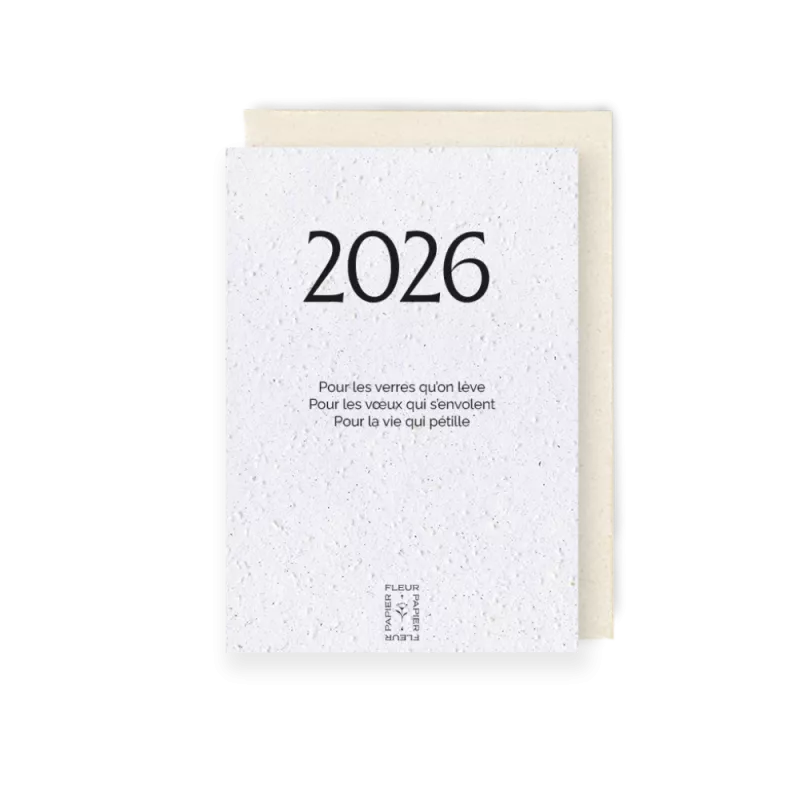 Carte à planter 2026 « 2026 » : une carte de vœux en papier ensemencé