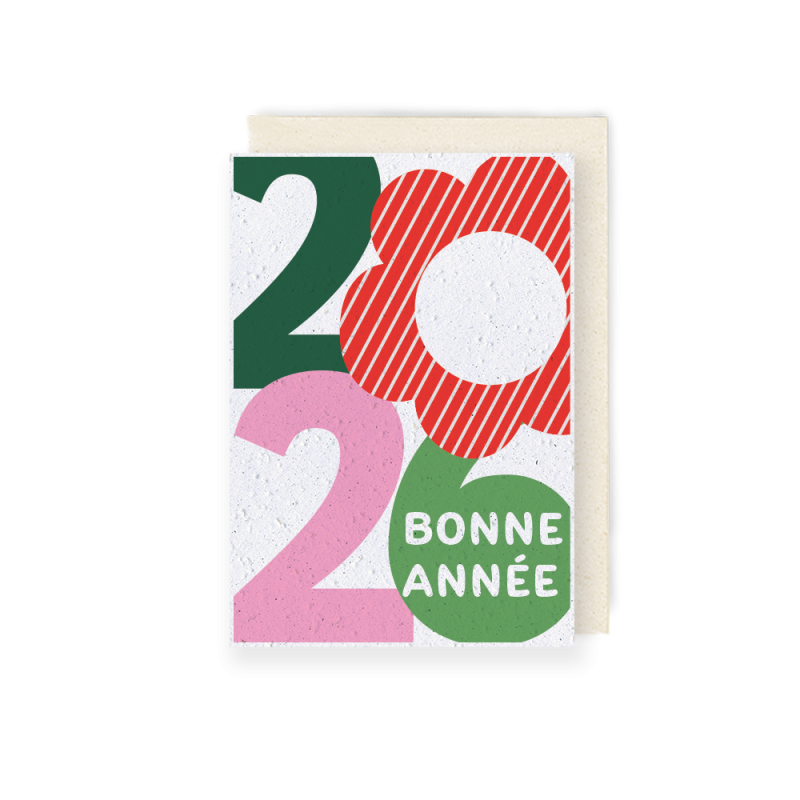 La Carte à planter 2026 « 2026 Bonne Année » est une manière douce, festive et responsable de souhaiter la bonne année.