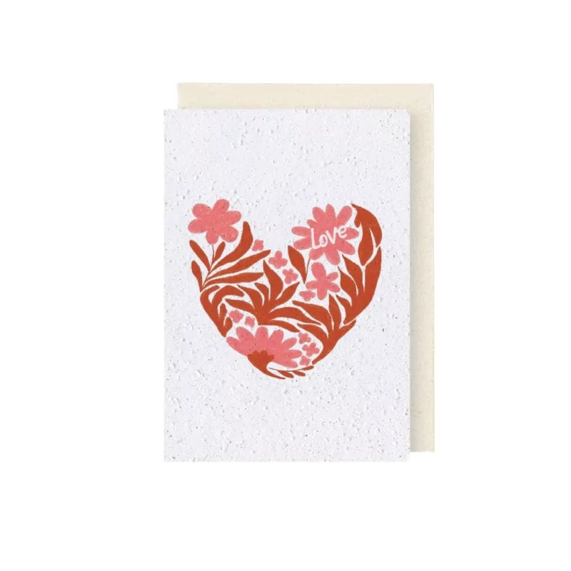 Envoyez vos plus belles déclarations avec la carte à planter « Cœur fleuri », une création poétique en papier ensemencé
