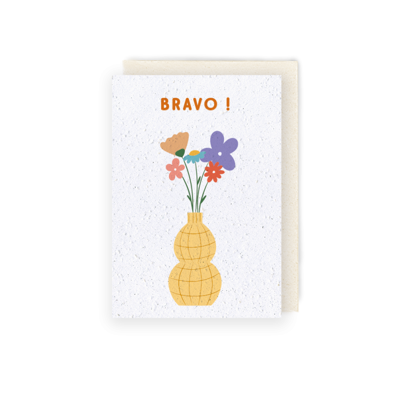 Carte à planter - Vase bravo | Papierfleur.fr, le papier qui fleurit