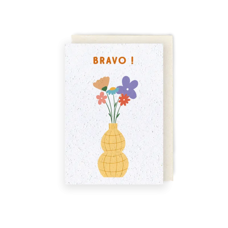 Carte à planter - Vase bravo | Papierfleur.fr, le papier qui fleurit