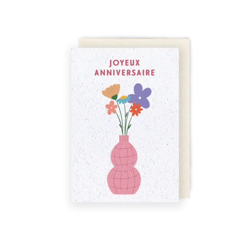 Carte à planter - Vase anniversaire | Papierfleur.fr, le papier qui fleurit