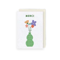 Carte à planter - Vase merci | Papierfleur.fr, le papier qui fleurit