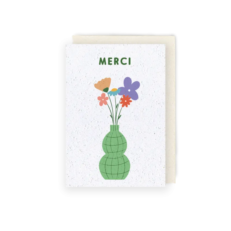 Carte à planter - Vase merci | Papierfleur.fr, le papier qui fleurit