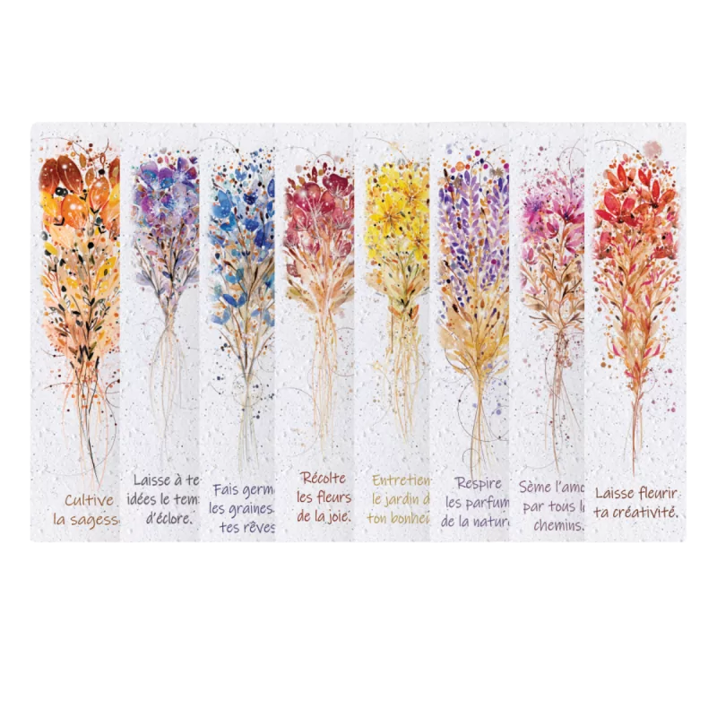 Découvrez notre collection unique de marque-pages à planter.