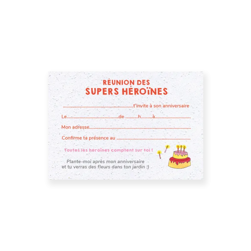 Invitation d'anniversaire supergirl | Papierfleur, le papier qui fleurit