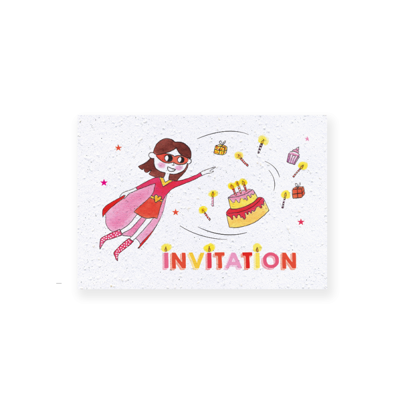 Invitation d'anniversaire supergirl | Papierfleur, le papier qui fleurit