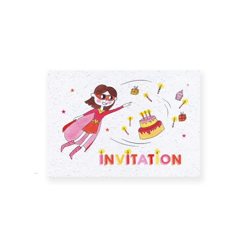 Invitation d'anniversaire supergirl | Papierfleur, le papier qui fleurit