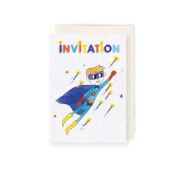 Lot 5 invitations d'anniversaire à planter « Superboy »