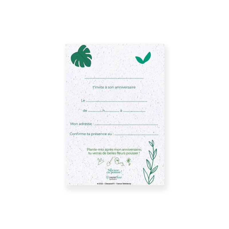 Invitation d'anniversaire à planter | Papierfleur, le papier qui fleurit