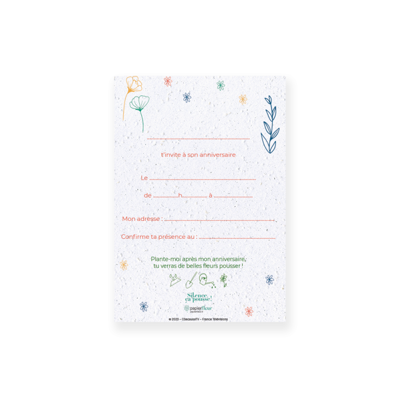 Invitation d'anniversaire à planter | Papierfleur, le papier qui fleurit