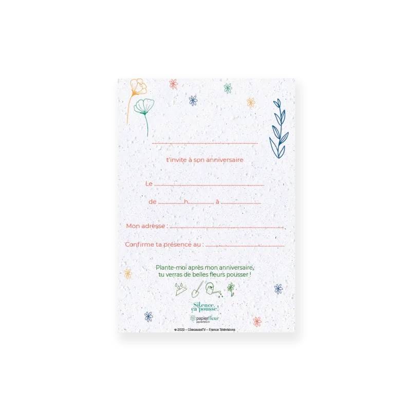 Invitation d'anniversaire à planter | Papierfleur, le papier qui fleurit