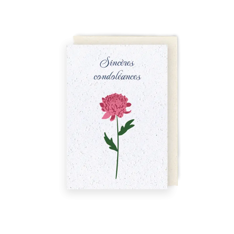 Carte à planter - Sincères condoléances | Papierfleur.fr, le papier qui fleurit
