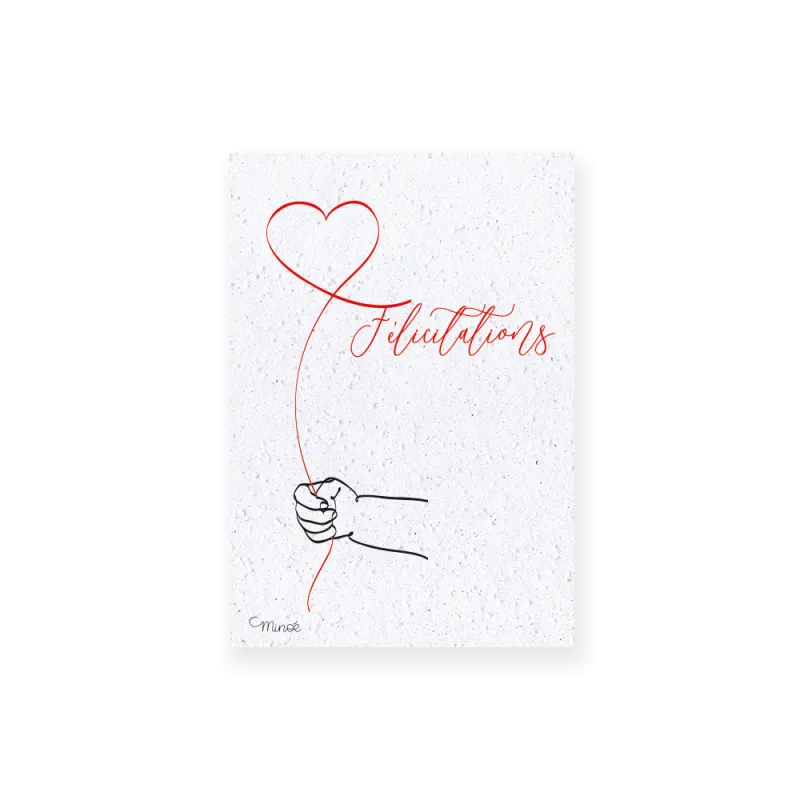Carte à planter - Tendres félicitations | Papierfleur.fr, le papier qui fleurit