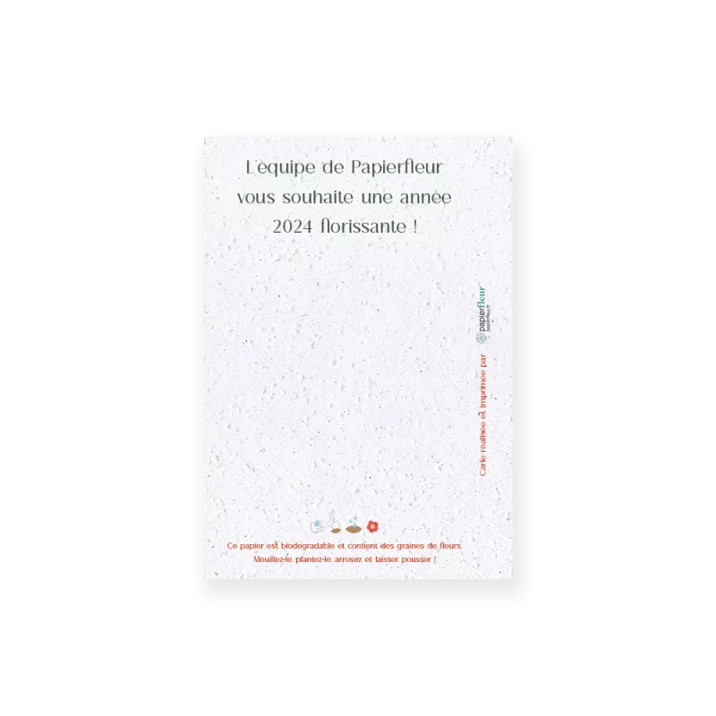 Carte de voeux format A6| Papierfleur le papier qui fleurit.