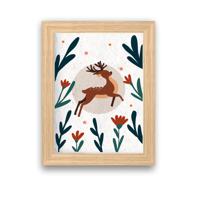 Affiche à planter Renne de Noël | Papierfleur, le papier qui fleurit