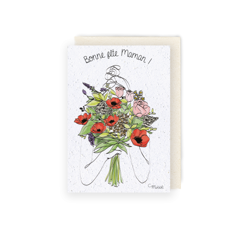 Carte à planter - Bouquet bonne fête maman | Papierfleur.fr, le papier qui fleurit