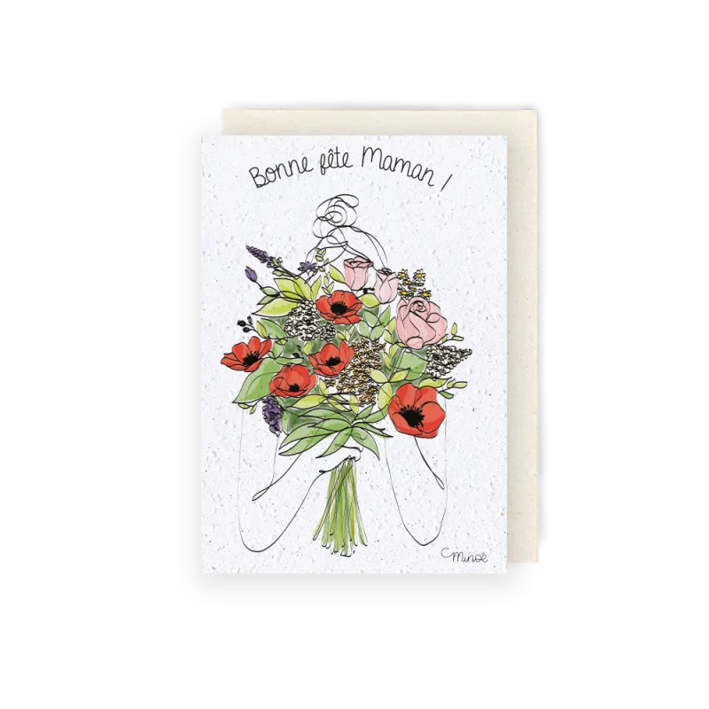 Carte à planter - Bouquet bonne fête maman | Papierfleur.fr, le papier qui fleurit