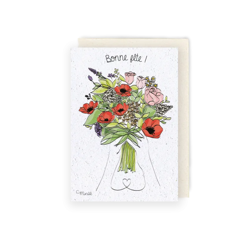 Carte à planter - Un bouquet de bonne fête | Papierfleur.fr, le papier qui fleurit