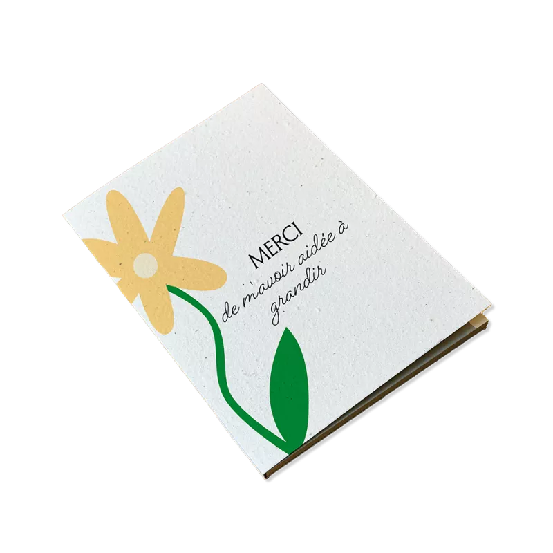 Carnet à planter« Merci de m'avoir aidée à grandir » – Papier Fleur