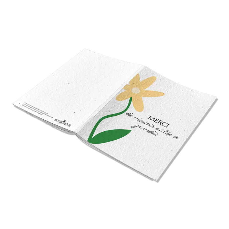 Carnet à planter« Merci de m'avoir aidée à grandir » – Papier Fleur