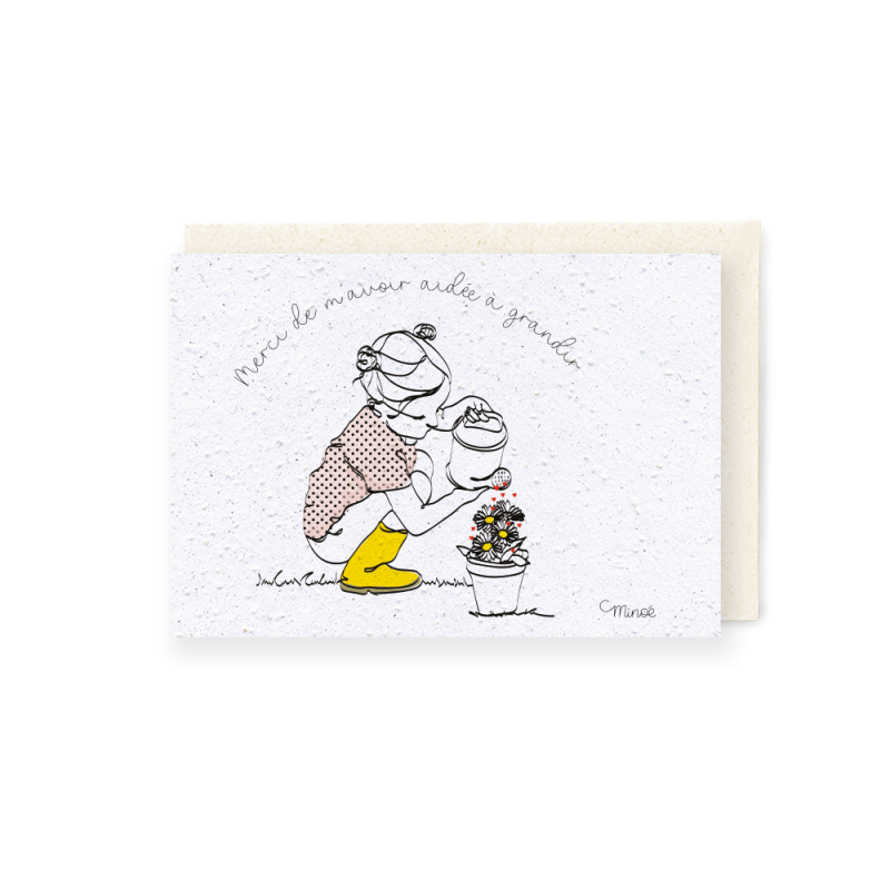 Carte à planter - Merci de m'avoir aidée à grandir | Papierfleur.fr, le papier qui fleurit